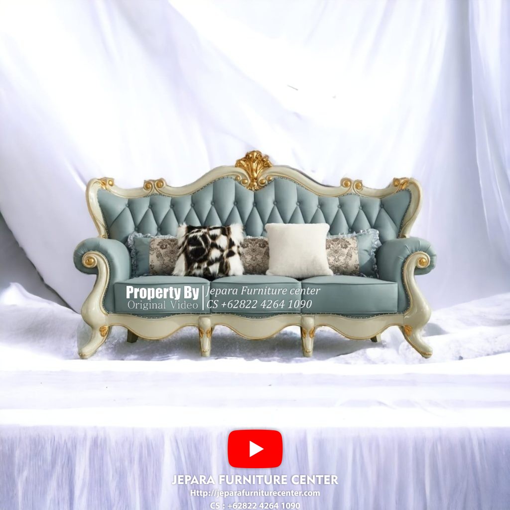 set sofa tamu mewah luxury cat putih