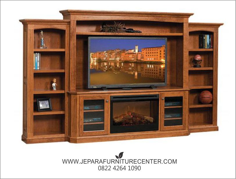 Set Lemari tv Minimalis kayu jati