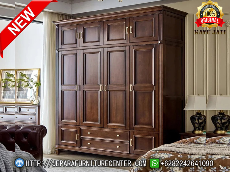 terbaru lemari pakaian 4 pintu Minimalis klasik kayu jati lemari pakaian 4 pintu Minimalis klasik kayu jati