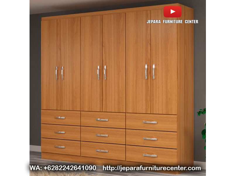 lemari pakaian 6 pintu kayu jati model minimalis terbaru