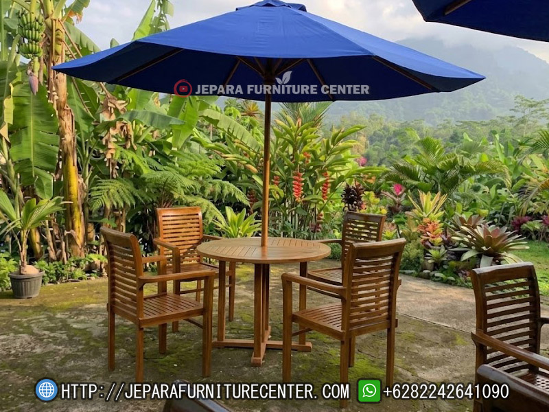 kursi meja payung taman outdoor kayu jati untuk cafe villa hotel kursi meja payung taman outdoor